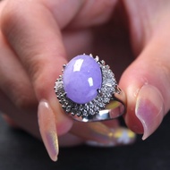 紫羅蘭翡翠蛋面戒指 PT900白金鑽石 | 天然緬甸玉翡翠A貨 | 送禮