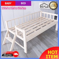 MHJ Easel Wooden DIY Baby Bed Baby Cot Attached to Parents Side Bed With Guardrail &amp; Staircase Katil Budak Katil Bayi