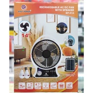 Rechargeable Fan, Battery Solar Powered Electric, Fan Solar with Bluetooth Speaker Radio and Light.