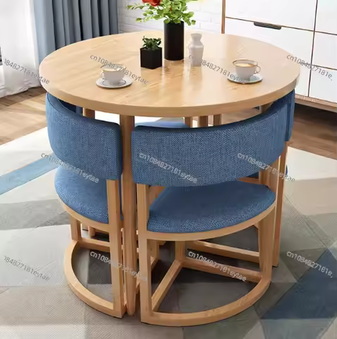 Round Mobile Dining Tables Set Kitchen Center Wood Table Hotel Extendable Luxury Floor Home Furnitur