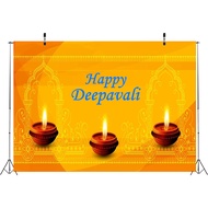 7x5ft Happy Deepavali Photography Backdrop Festival of Lights Deepavali Backdrops Shiny Diya Yellow Background Diwali Holiday Celebration Party Banner Home Decor Photo Props