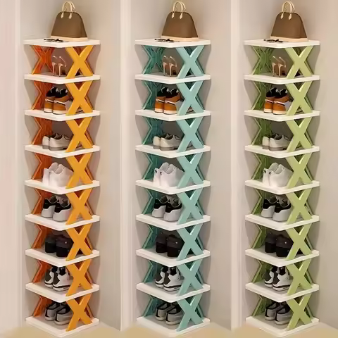 9-Tier Vertical Shoe Rack - Space-saving Tall & Narrow Design for Entranceways, Easy to Assemble Hom