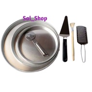 PIZZA PAN UK 20.22.26 AND PIZZA SPATULA, PIZZA CUTTER, BRUSH, CHEESE GRATER