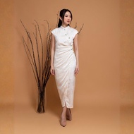 Aliciacouture - Fu Er White Cheongsam Dress - Lunar Beauté Collection - Modern Chinese Style