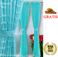 Gorden Jendela bahan kain vitrase rubi tipis model smokring gold 6gelombang