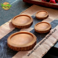 KAYU "Wood Plate/tray: Serving Plate/Tray/Natural Wood Plate 20-22 cm - Size 14-16 x 2cm"