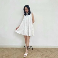 SAMELEVEL Celeste Dress Midi Dress in Korean Style Women's Casual Fashion Dress in White