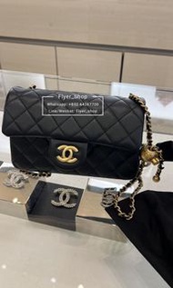 Chanel 黑色金球 20cm Mini Flap Bag black gold ball gold crush