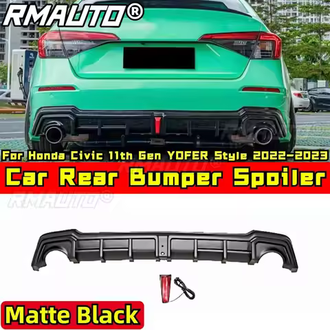 For Honda Civic 11th Gen 2022-2023 Body Kit Rear Bumper Splitter Matte Black YOFER Style Rear Bumper
