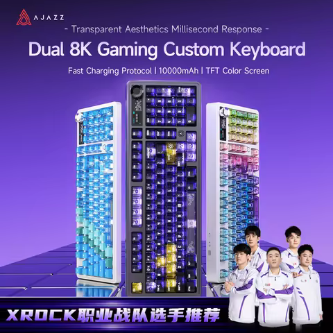 AJAZZ AK980V2 PRO Tri-mode Gaming Mechanical Keyboard with Screen, Dual 8K Polling Rate, 10000mAh Hi