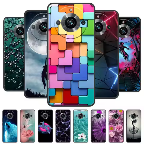 Cover For Realme 11 Pro Plus Case Black Silicone Cute Painted TPU Coque for Realme11 Pro Capa Realme