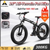 AENXRD 26 Inch Folding Fat Mountain Bike 21 Speed Disc Brake Snow Beach Bicycle For Children and Adu