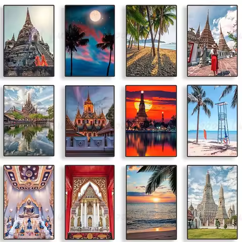 Bangkok Cityscape Canvas Art - Tropical Thailand Travel Landscape Wall Decor Poster