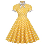 Vintage50s Hepburn Style Dress Polka Dot Retro Dress
