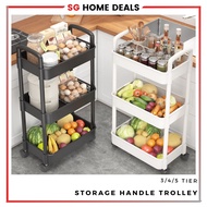 3/4/5 Tier Home Storage Trolley Kitchen Storage Organizer Handle Basket Trolley Rolling Utility Cart Snack Trolley