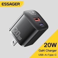 Essager 20W GaN USB Type C Charger PD Fast Charge Phone QC 3.0 Quick Chargers For iPhone16 15 14 13