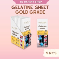 【Oven & Charlice Gelatin Sheet 5pcs/pkt 】Gold Grade Jelatin Kepingan HALAL BS BAKERY SHOP