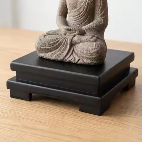Square Wooden Display Stand Solid Wood Pedestal Black 6x6 Inch Riser for Vase Teapot Home Decor Coll