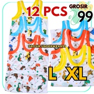DOZENS OF 12 PCS Dino Baby Kids Singlets with Screen Printed Images 2-5 Years WHOLESALE99