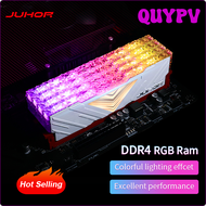 QUYPV JUHOR แรมความจำ RGB DDR4 8GB 16GB 3200MHz 3600MHz ไฟ Led PC4 UDIMM เดสก์ท็อป APITV โมดูลหน่วยความจำของแรม