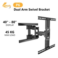 P6 / Double Arm Wall Mount TV Bracket / Size 45" - 75" TV Mount / Swivel Bracket