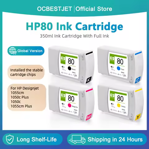 For HP 80 Full Ink Cartridge 350ML For HP Designjet 1050 1055 1050c Plus 1055cm Plus Printer C4871A