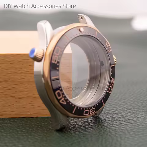 for Seamaster 300 Case 316L Stainless Steel Rose Watch Case 41mm NH35 Watchcase Waterproof fit NH35 