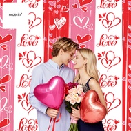 OR_ Metallic Fringe Curtain Love Fringe Curtain Valentine's Day Foil Fringe Curtain Red White Pink S