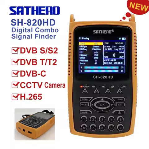 3.5 Inch combo satfinder SATHERO SH-820HD Satellite Finder Meter.265 HEVC,DVB-S/S2/T/T2/C/CCTV HD Di