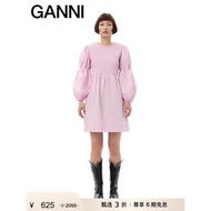 GANNI Women's Round Neck Puff Sleeve Dress F9730038