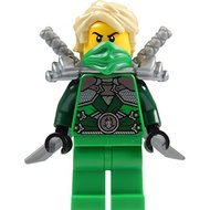 LEGO Ninjago: Lloyd Garmadon (Green Ninja) Minifigure with Shoulder Armor and Two katanas (Swords)