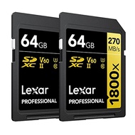 Lexar Professional 1800x SDXC UHS-II Card Gold Series, 64GB - (2-Pack)