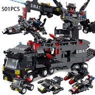 1000pcs Compatible with Lego Set Mini Particle Building Blocks Swat Team Police Car Robot Car Blocks