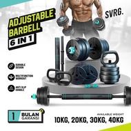 Ready Svarga Adjustable Barbell 6 in 1 - Dumbbell - Kettlebell - Barbell 40kg