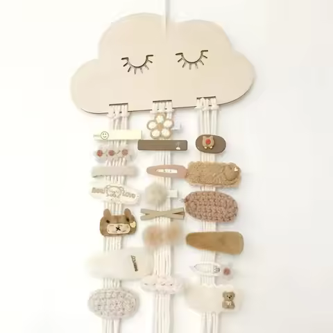 Hair Clip Storage Nordic Cloud Wooden Kids Hair Band Jewelry Organizer Pony Pendant Bedroom Cute Hom