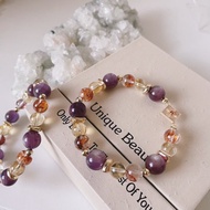 【一抹光Spark】雍容 紫鋰雲母 x 紅膠花 x 黃水晶 設計水晶手串