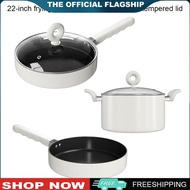 【New Arrival】 Soup Pot 22cm 2 pcs Sauce Pan Set Uncoated White Pan Set Wok Easy To Clean Compatible 