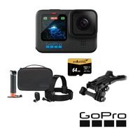 【GoPro】 HERO12 Black 極限鐵人套組 (HERO12單機+嘴咬式固定座+探險套件2.0+64G記憶卡)