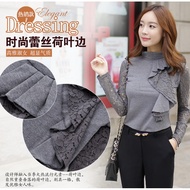Elegant Lace Shirt Fashion Women Lace Flounced Blouse (FK654)