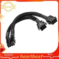 [Hot-Sale] Dual 6 Pin Female to 8 Pin Male GPU Power Adapter Cable Braided Sleeved 20cm Power Sleeve
