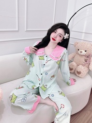 (FREE SHIP) Đồ Bộ Bigsize Pyjamas Nữ Tay Dài Quần Dài Cổ Sen Hai Lá Cho Nàng Múp Béo Xinh