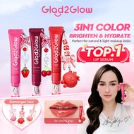 Glad2Glow Lip Serum 7g Brightening 3in1 Tinted Lip Gloss VC VE Hydrating for Dark Lips Glow Moist Li