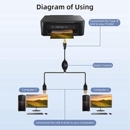2 in 1 Printer Cable USB A to B Male to Male Printer Cable for Printer Splitter for Two Computers