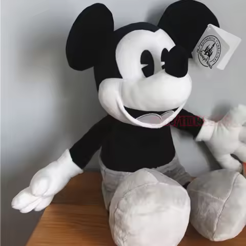 Genuine Disney Steamboat Willie Mickey Mouse Plush Toys 16.5" Black White Disneyland Mickey Mouse St
