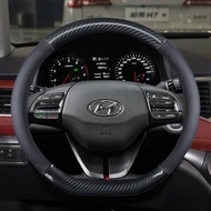 Carbon Fiber Leather Car Steering Wheel Cover Anti-slip for Hyundai i30 kona i10 i35 elantra santa f