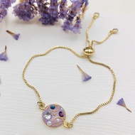 生日禮物/送禮【DIY材料包】A5.晶鑽圓飾手鍊|可選色(含教學影片)