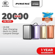 [3C Certified] Mini Pineng PN-767S 20000mAh 22.5W Fast Charge Built-in Cable Small Pineng Powerbank