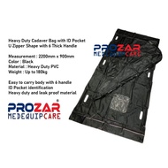 1 UNIT PVC BODY BAG CADAVER BAG BAG MAYAT ADULT BLACK/WHITE WITH PATIENT ID Slot WITH 6 HANDLES