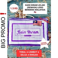 Kain Ihram / Ehram PREMIUM EXCLUSIVE Lelaki (Dewasa) Logo bendera MALAYSIA 🇲🇾