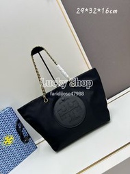 全新🌸Tory Burch Ella Tote 黑色 尼龍 托特包 單肩包 大容量
